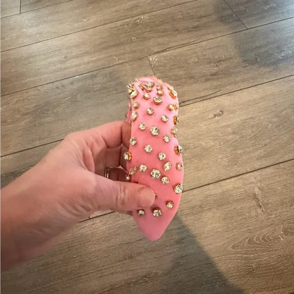 Embellished Pink Knotted Headband with Gold Crystal Accents - Picture 2 of 3